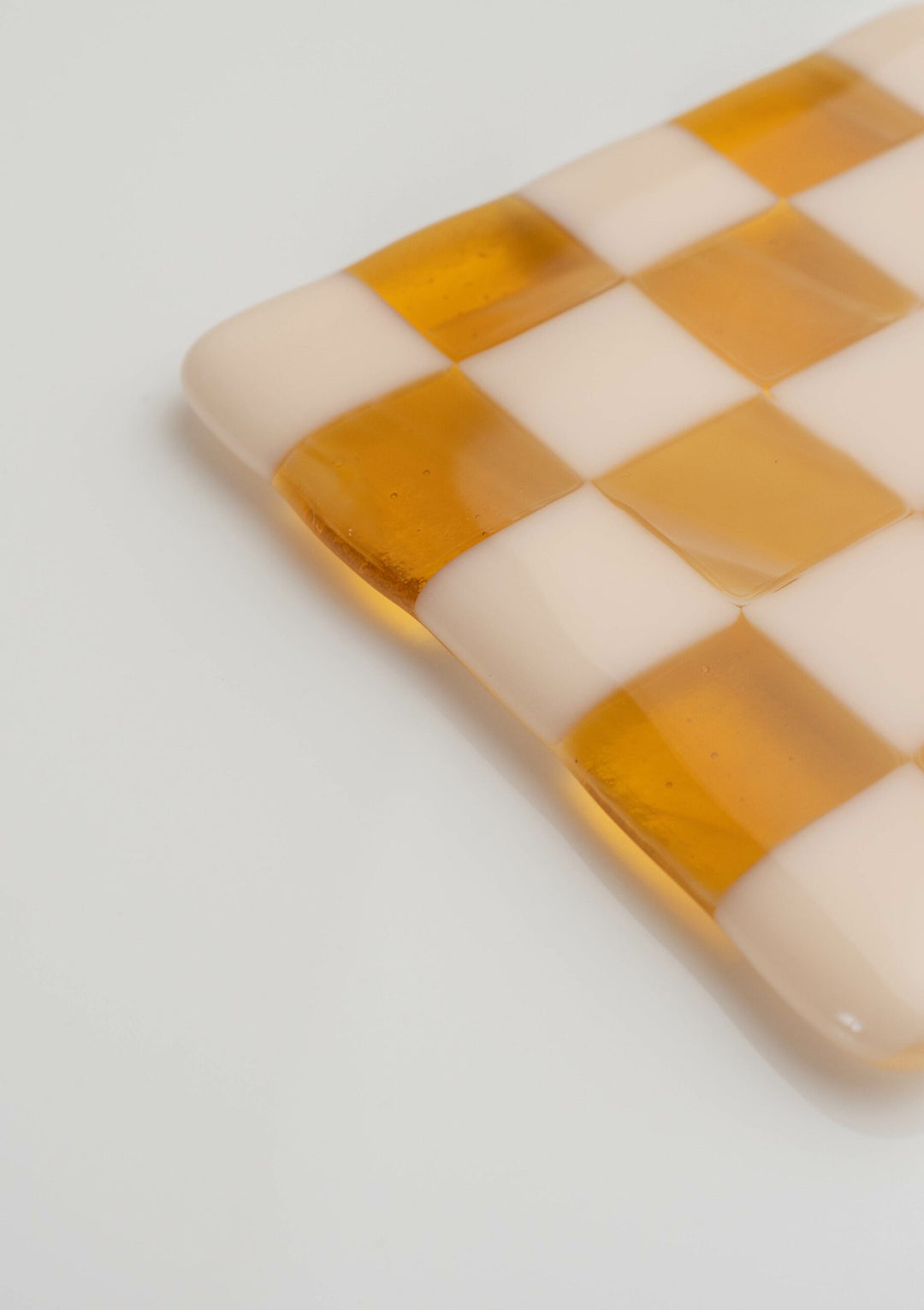 10cm Chequered Almond & Amber Coaster