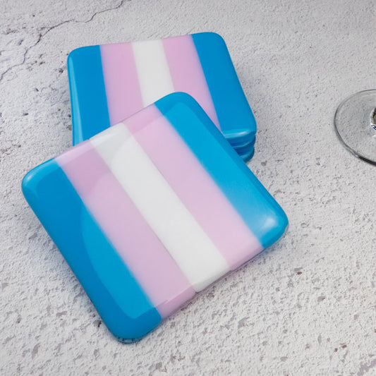 10cm Transgender Flag Coaster - Bullseye Collection