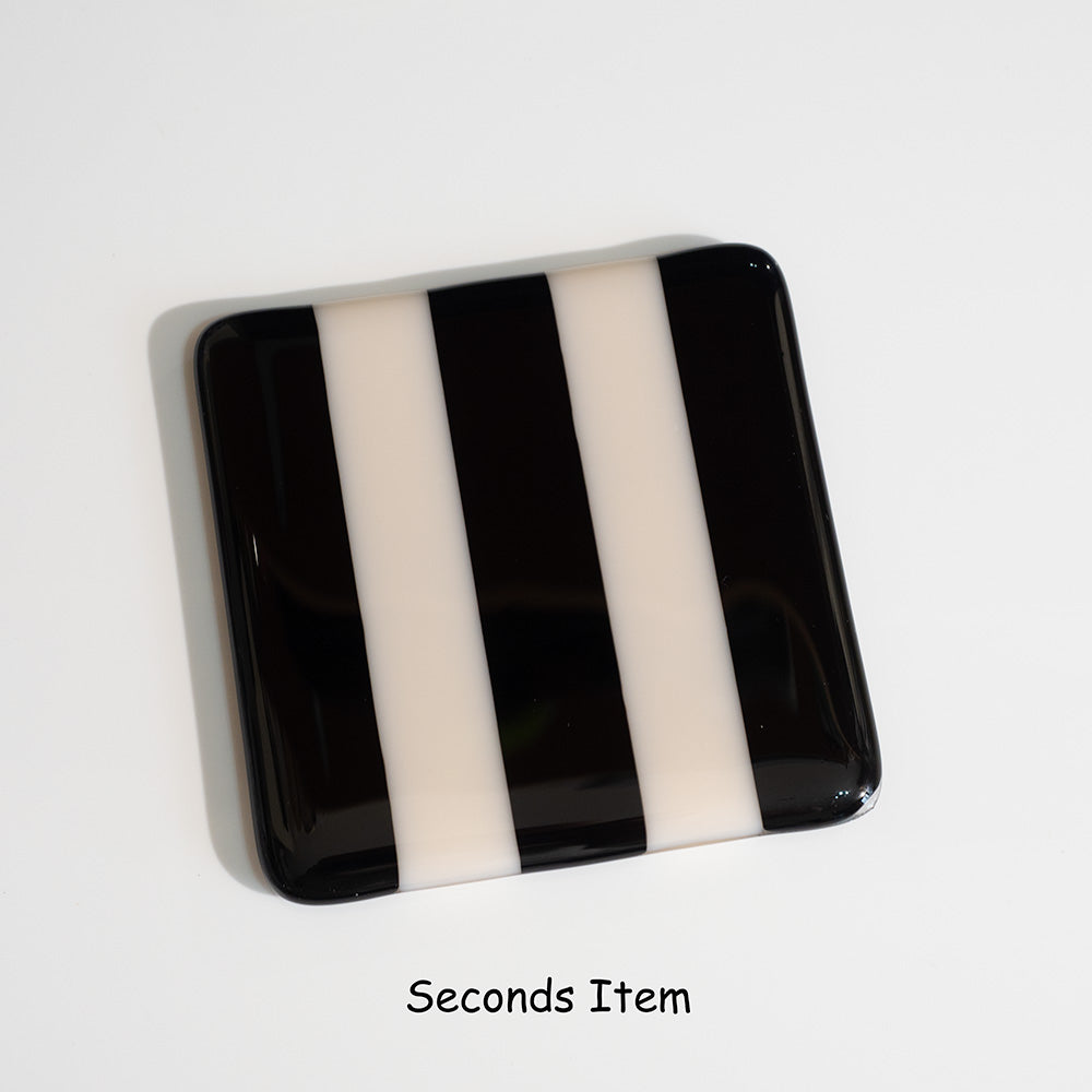 "Seconds" 10cm Black & Almond Coaster (please read full description)