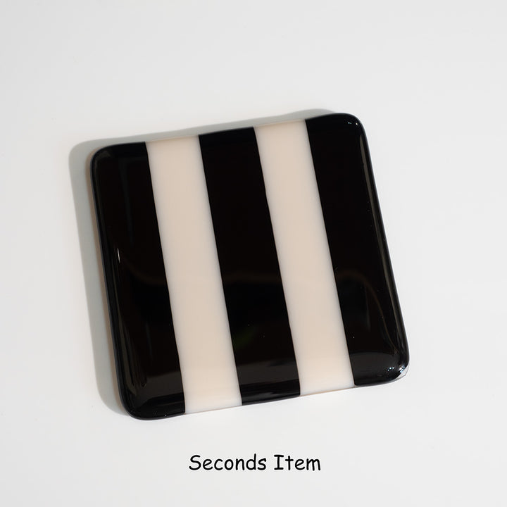 "Seconds" 10cm Black & Almond Coaster (please read full description)