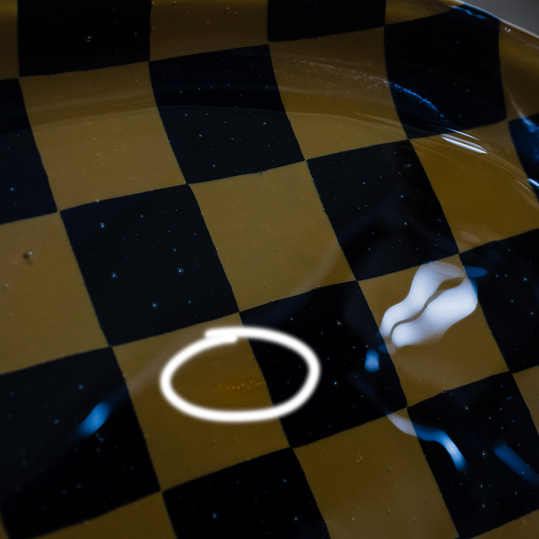 "Seconds" 30x18cm Chequered Brown & Black Oval Platter (please read full description)