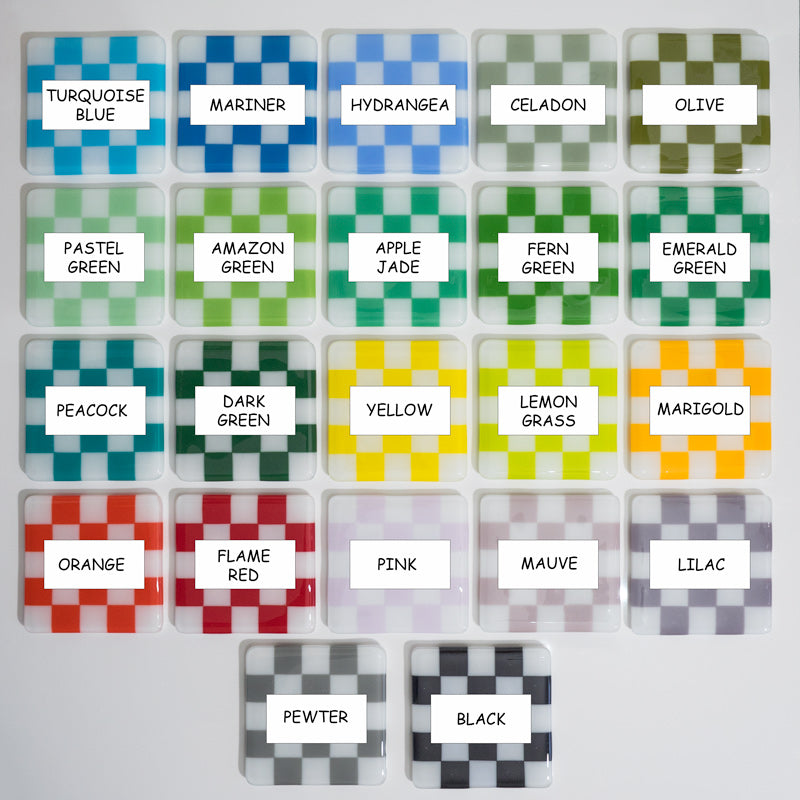 10cm Chequered Soft White/Colour Coaster - Oceanside Collection image 1