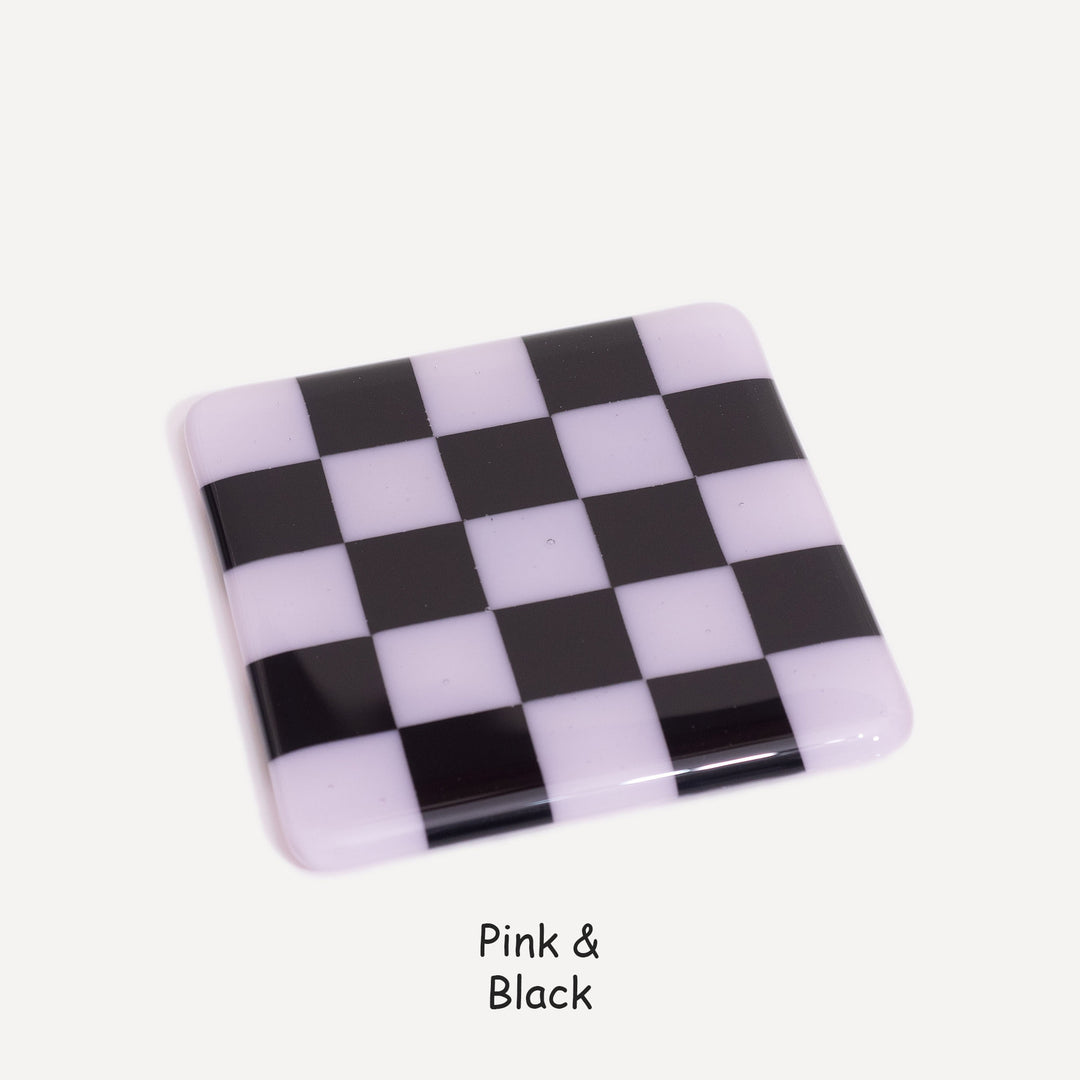 10cm Chequered Dual Colour Coaster - Oceanside Collection - Pink &amp; Black image