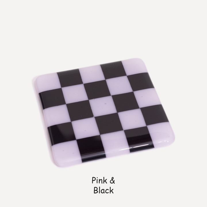 10cm Chequered Dual Colour Coaster - Oceanside Collection - Pink &amp; Black image