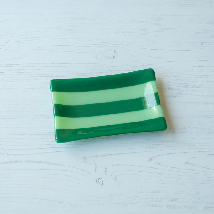 15x10cm Striped Dual Coloured Tray - Green Light &amp; Dark image