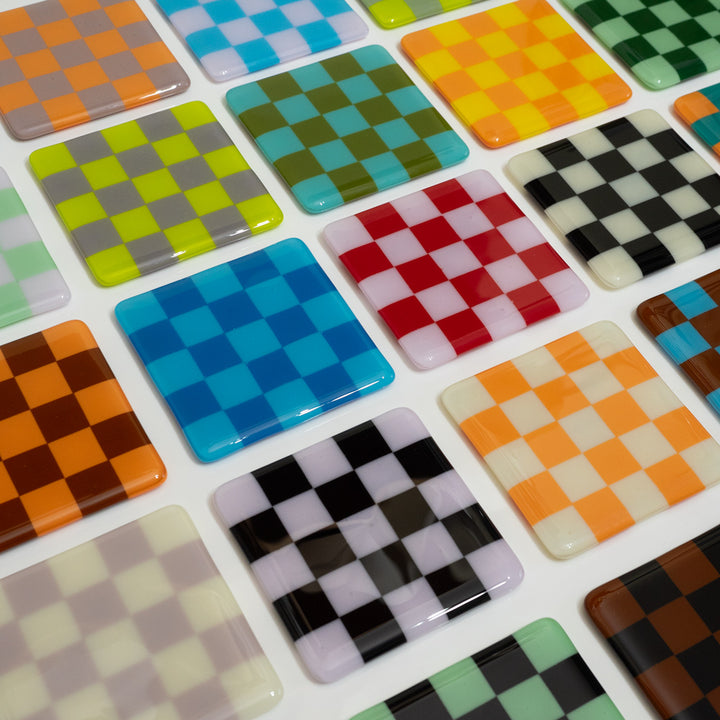 10cm Chequered Dual Colour Coaster - Oceanside Collection image 0
