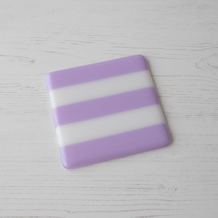 10cm Striped Coaster - Lavender &amp; White image