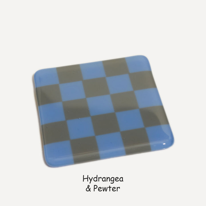 10cm Chequered Dual Colour Coaster - Oceanside Collection - Hydrangea &amp; Pewter image