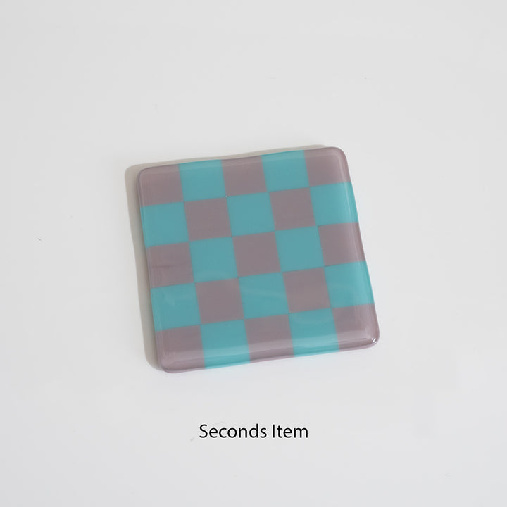 "Seconds" 10cm Violet & Turq Green Coaster (please read full description)