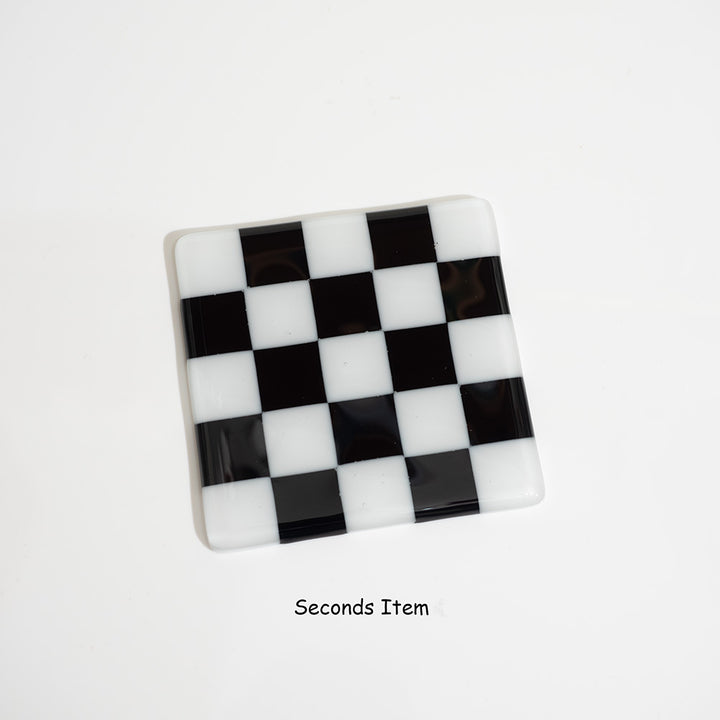 "Seconds" 10cm White & Black Coaster (please read full description)
