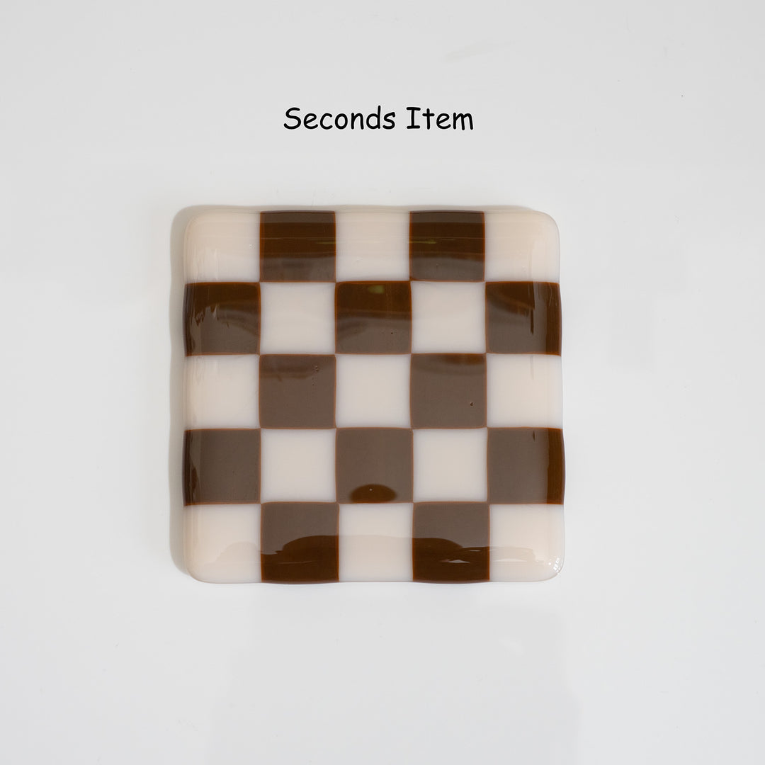 "Seconds" 10cm Almond &amp; Brown Coaster (please read full description)
