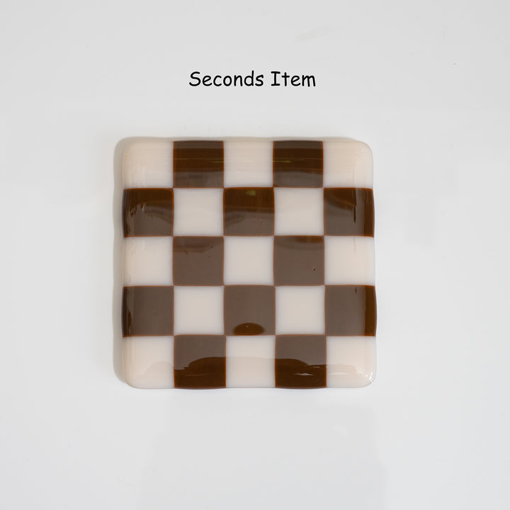 "Seconds" 10cm Almond &amp; Brown Coaster (please read full description)
