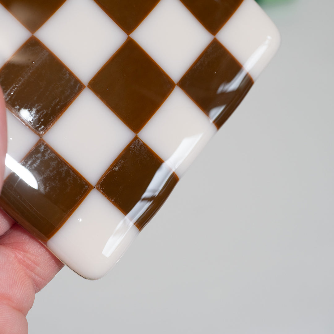 "Seconds" 10cm Almond &amp; Brown Coaster (please read full description)