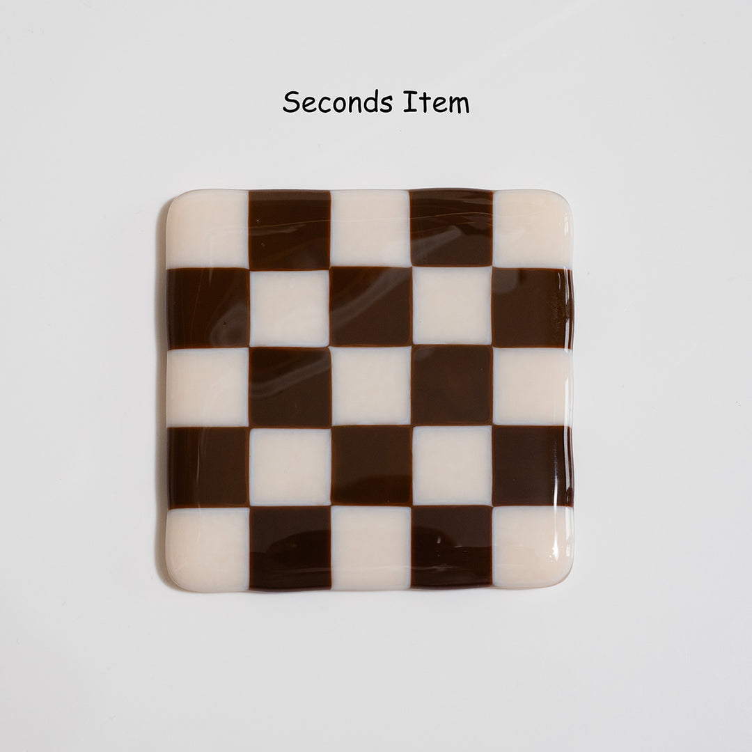 "Seconds" 10cm Almond &amp; Brown Coaster (please read full description)