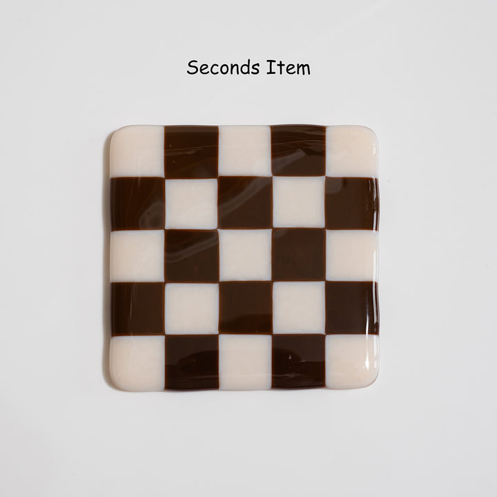 "Seconds" 10cm Almond &amp; Brown Coaster (please read full description)