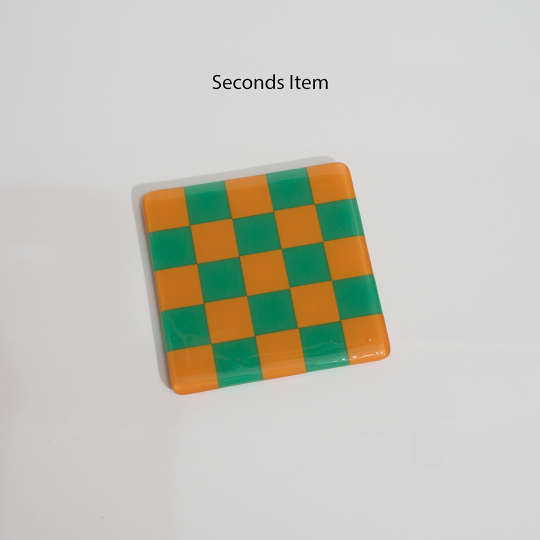 "Seconds" 10cm Persimmon & Peacock Coaster (please read full description)