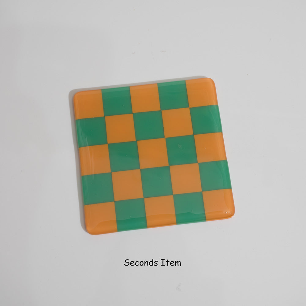 "Seconds" 10cm Persimmon & Peacock Coaster (please read full description)