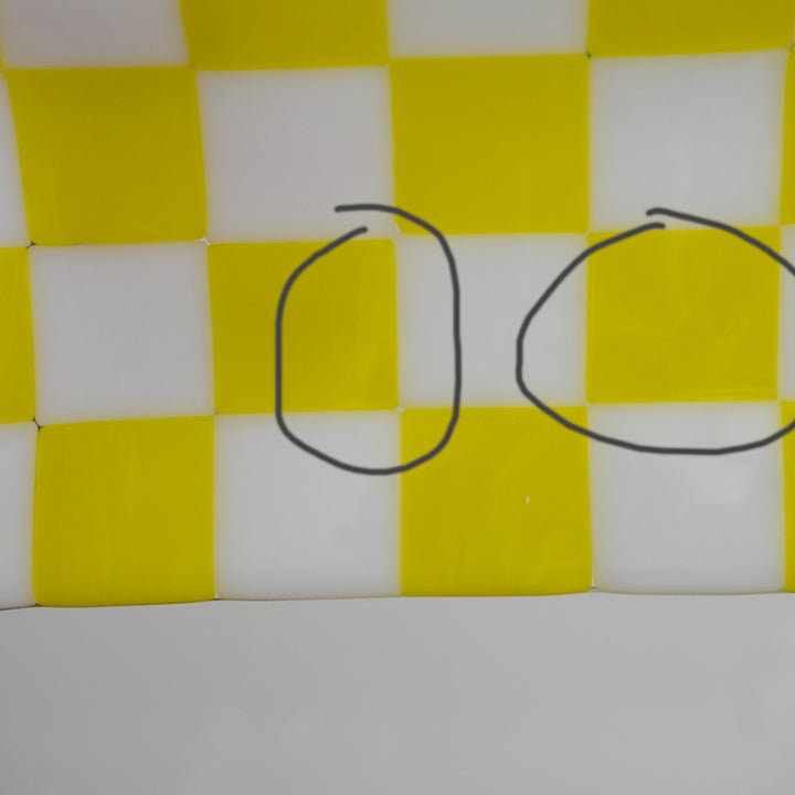 "Seconds" 21x12cm Chequered White & Yellow Large Tray (please read full description)