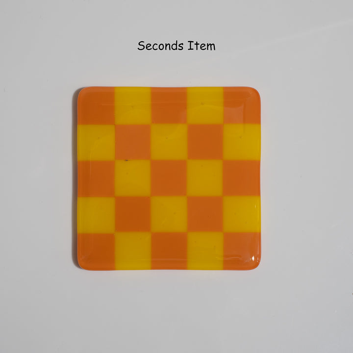 "Seconds" 10cm Persimmon &amp; Yellow Coaster (please read full description)