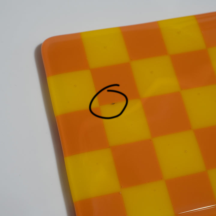 "Seconds" 10cm Persimmon &amp; Yellow Coaster (please read full description)