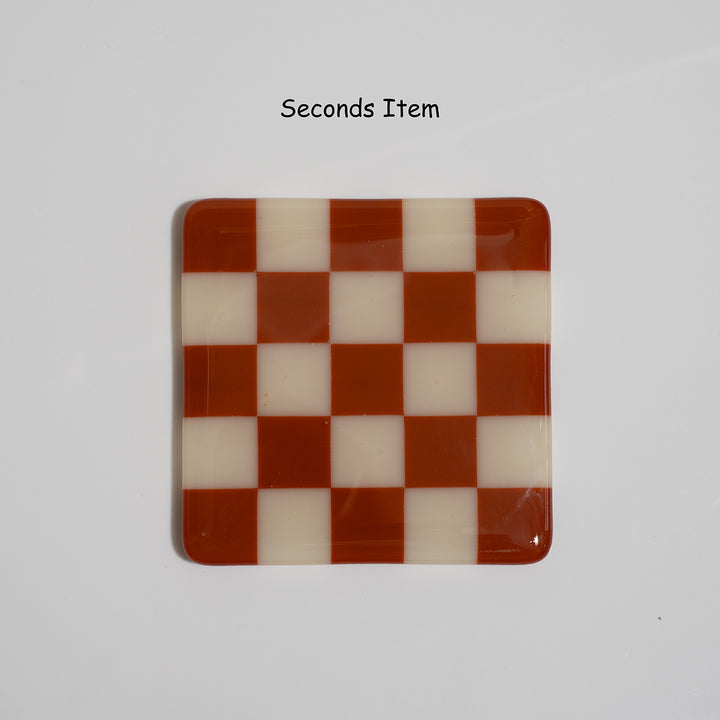 "Seconds" 10cm Terracotta &amp; Cream Coaster (please read full description)
