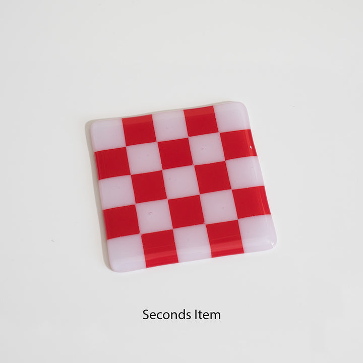 "Seconds" 10cm Pink & Red Coaster (please read full description)