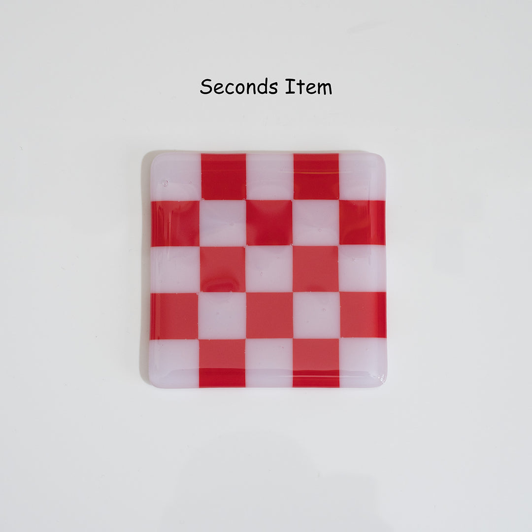 "Seconds" 10cm Pink &amp; Red Coaster (please read full description)
