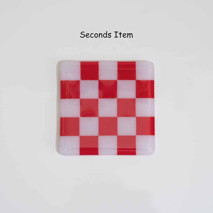 "Seconds" 10cm Pink &amp; Red Coaster (please read full description)