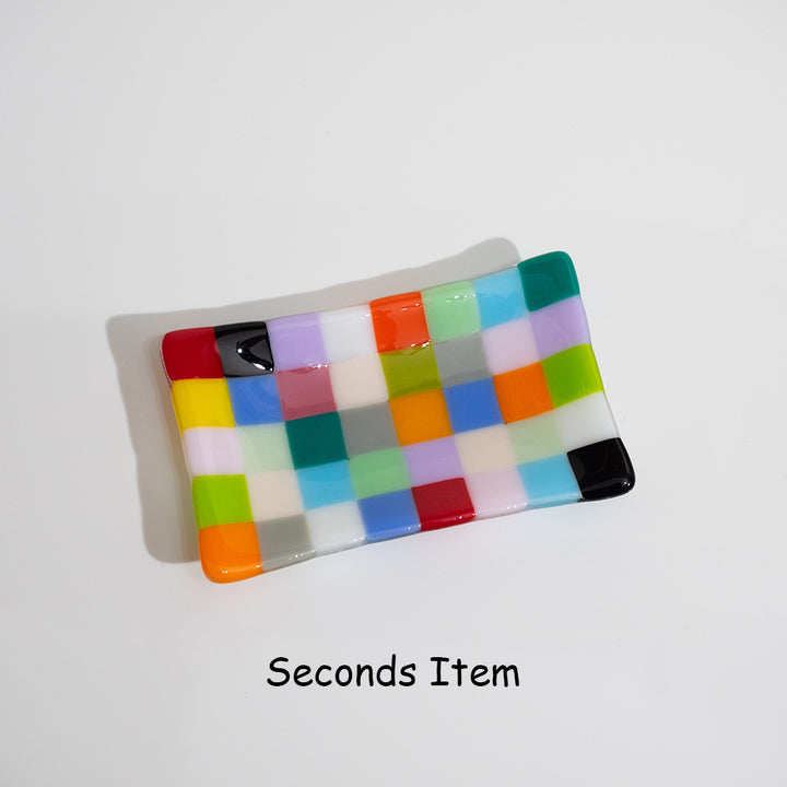 "Seconds" 16x10cm Quilted Chequered Tray (please read full description)