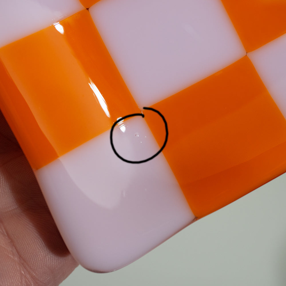 "Seconds" 15x8cm Chequered Pink & Orange Medium Tray (please read full description)