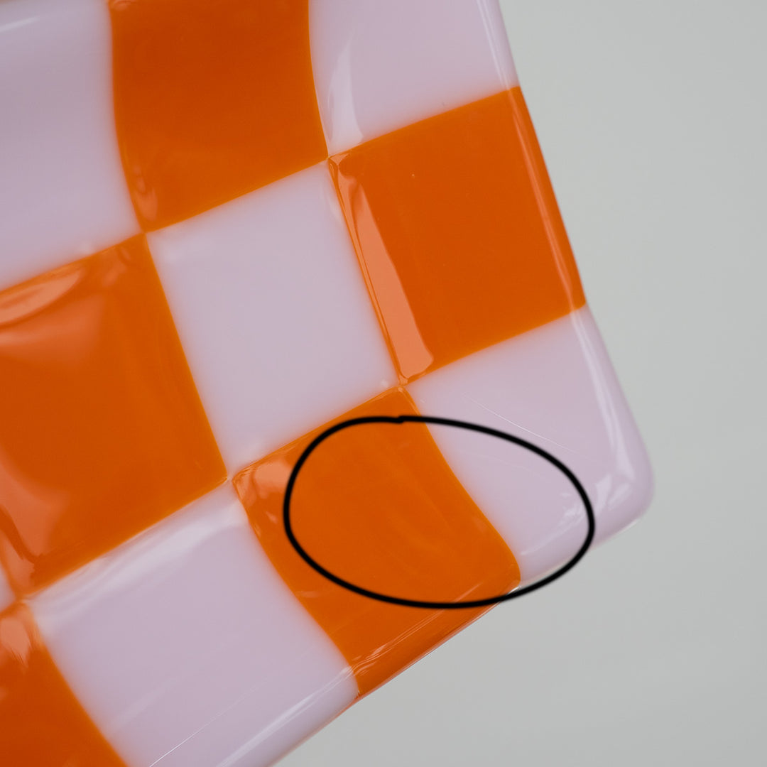 "Seconds" 15x8cm Chequered Pink &amp; Orange Medium Tray (please read full description)