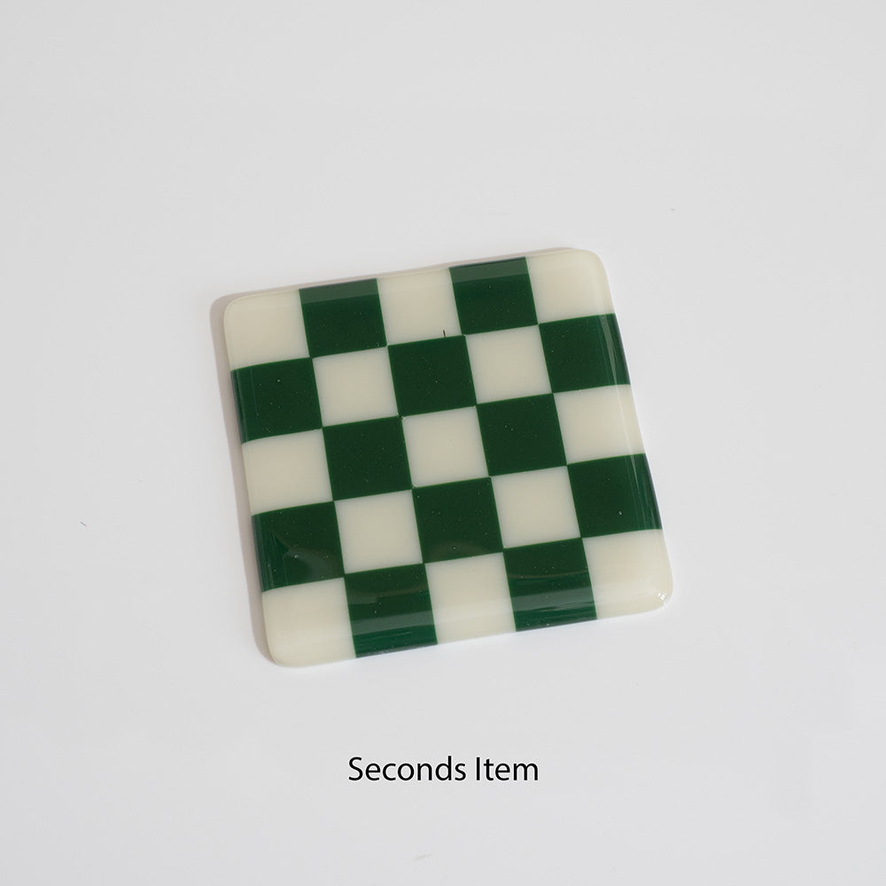 "Seconds" 10cm Cream & Dark Green Coaster (please read full description)