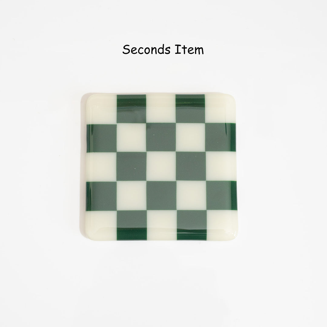 "Seconds" 10cm Cream &amp; Dark Green Coaster (please read full description)