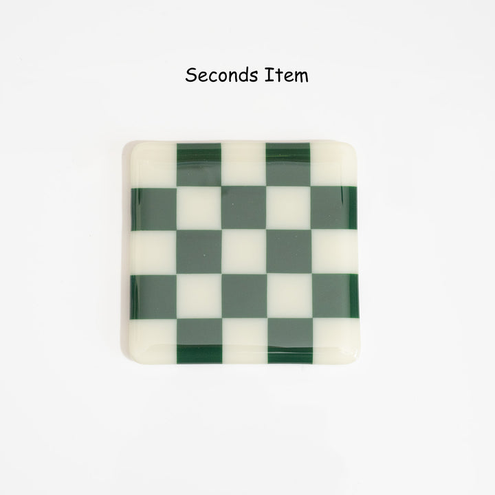 "Seconds" 10cm Cream &amp; Dark Green Coaster (please read full description)
