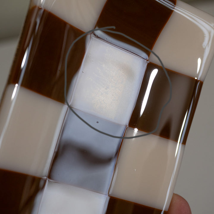 "Seconds" 15x8cm Chequered Almond & Brown Medium Tray (please read full description)