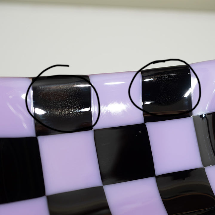 "Seconds" 15x8cm Chequered Lavender & Black Medium Tray (please read full description)