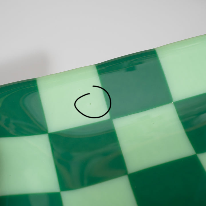 "Seconds" 21x12cm Chequered Mint/Jade Green Large Tray (please read full description)
