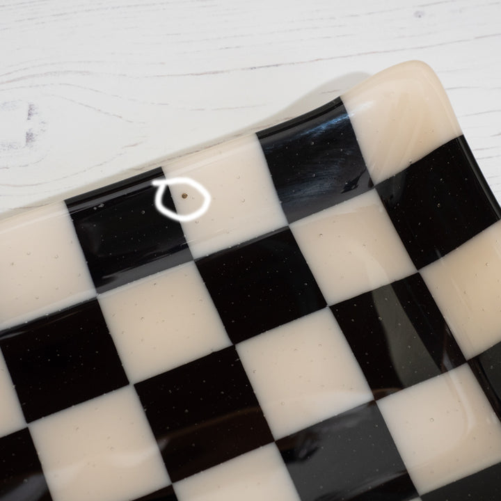 "Seconds" 33x15cm Chequered Almond & Black X-Large Platter (please read full description)