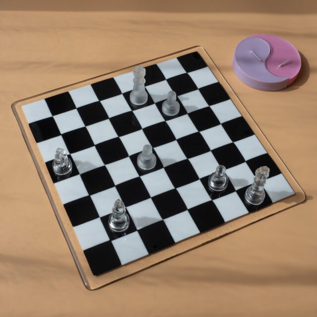 "Seconds" 35cm Black & White Chess/Draughts Board