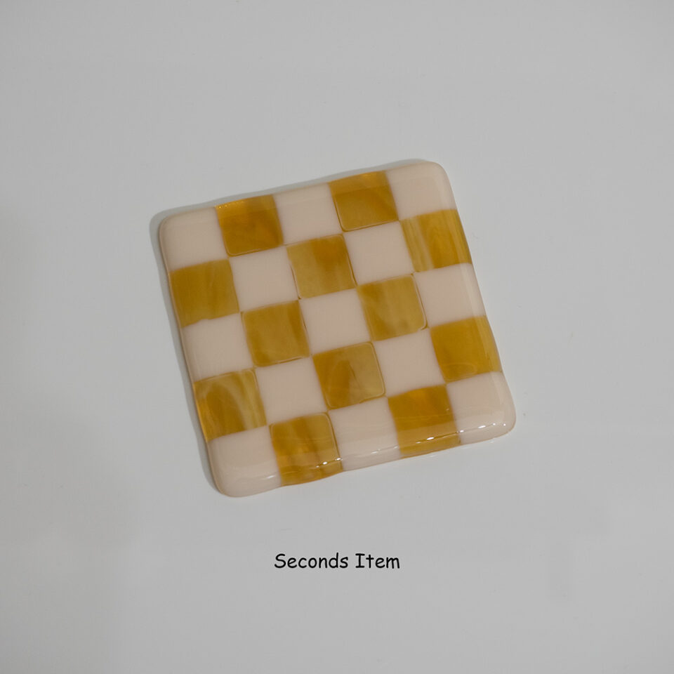 "Seconds" Almond & Amber/Streaky White Coaster (please read full description)