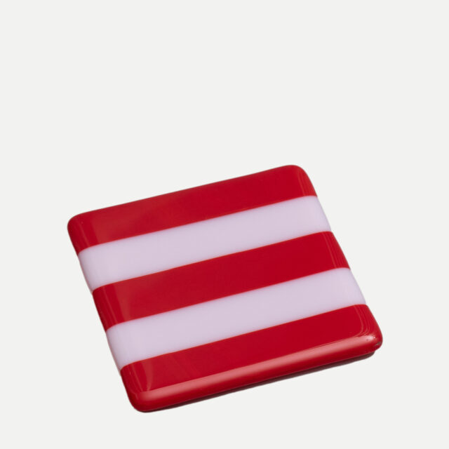 "Seconds" Pink & Red Striped Coaster