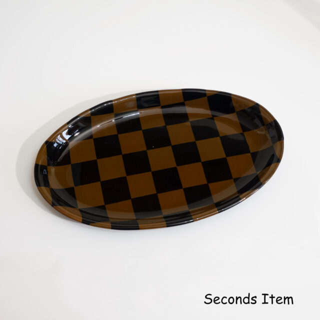 "Seconds" 30x18cm Brown & Black Oval Serving Platter (please read full description)