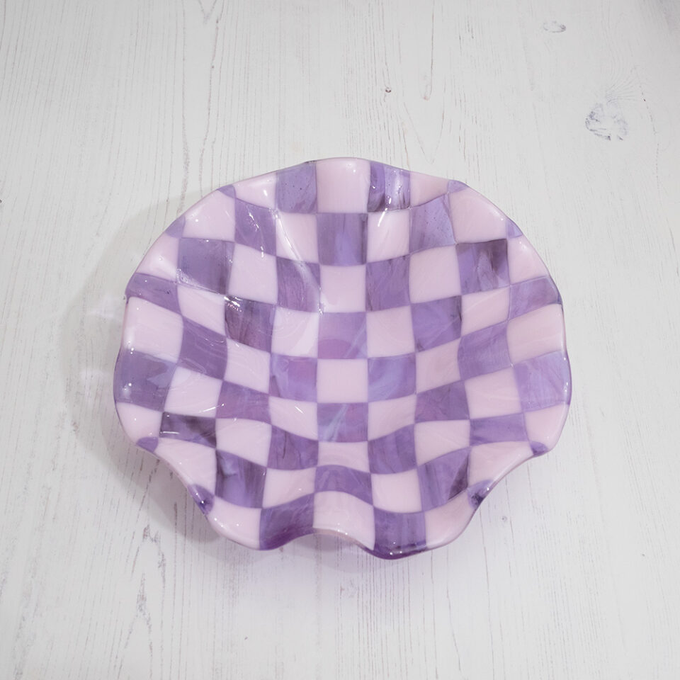 25cm Chequered Pink/Lavender/Amethyst Bowl