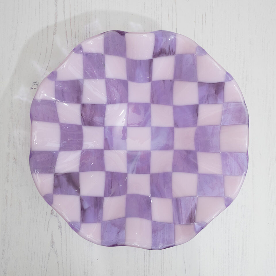 25cm Chequered Pink/Lavender/Amethyst Bowl - Image 3