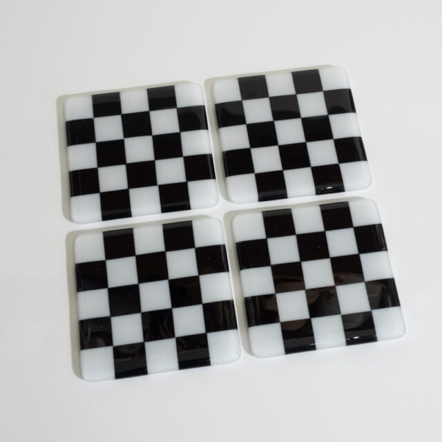 "Seconds" White/Black Coasters x4 - Oceanside (please read full description)