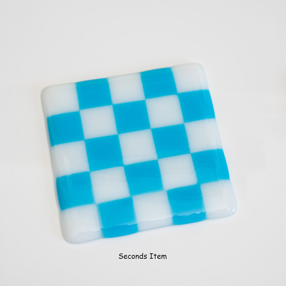 "Seconds" White/Cyan Blue Coaster (please read full description)