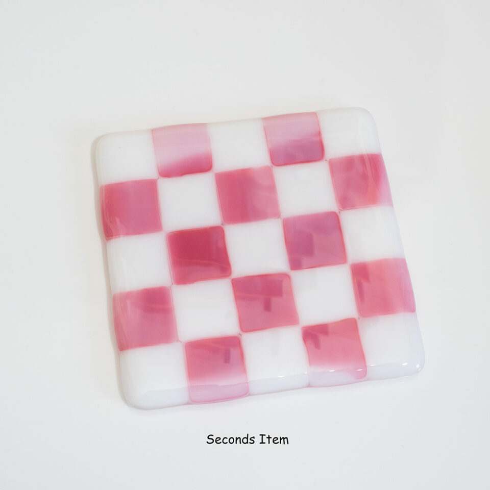 "Seconds" White/Streaky Pink Coaster (please read full description)