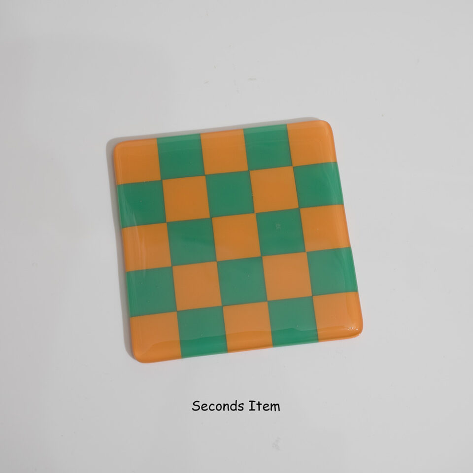 "Seconds" Persimmon/Peacock Green Coaster (please read full description)