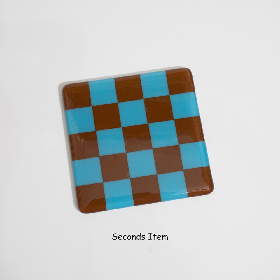 "Seconds" Chestnut Brown/Turquoise Blue Coaster (please read full description)