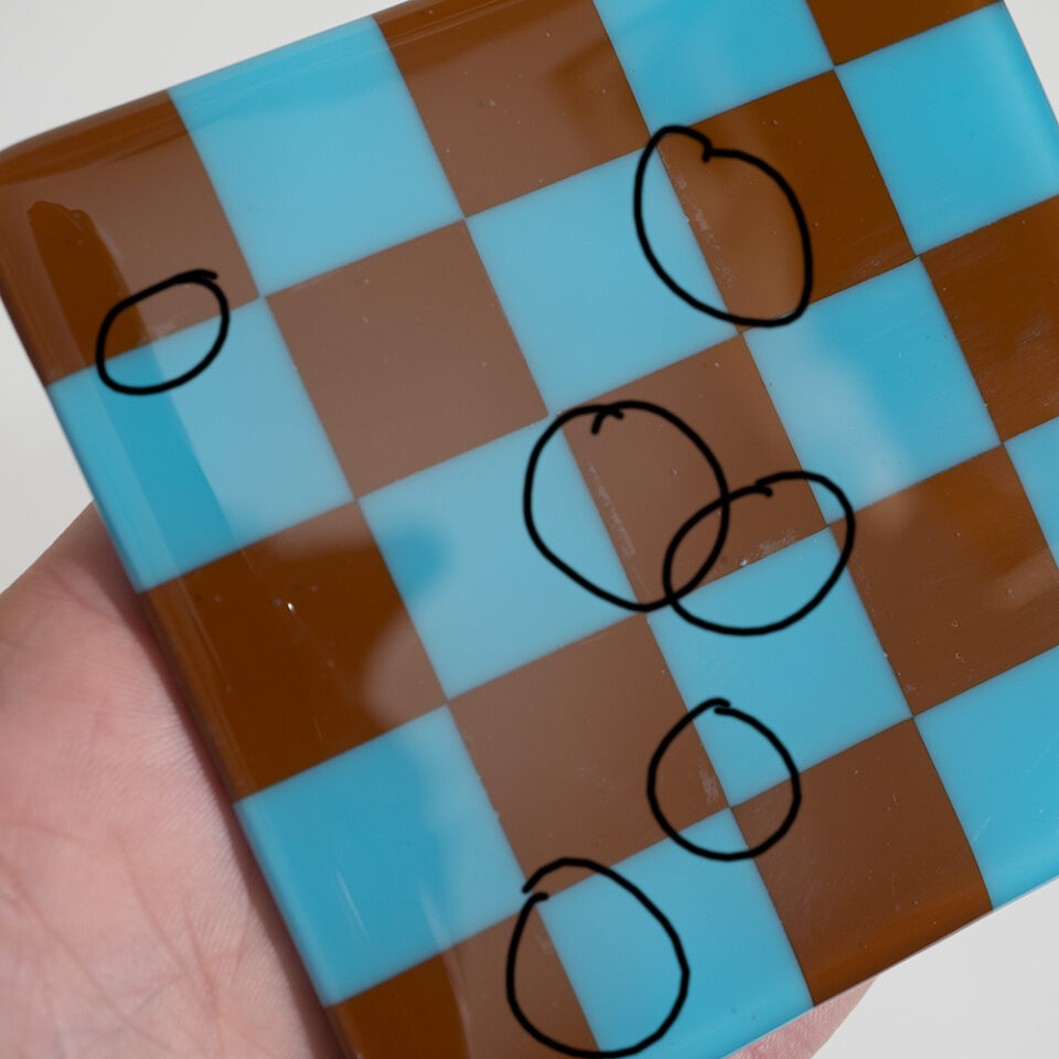 "Seconds" Chestnut Brown/Turquoise Blue Coaster (please read full description) - Image 2